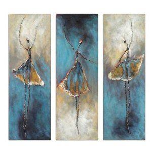 Ballet Dancers Painting, Bedroom Canvas Painting, Simple Abstract Painting, Acrylic Painting on Canvas, 3 Piece Wall Art Paintings