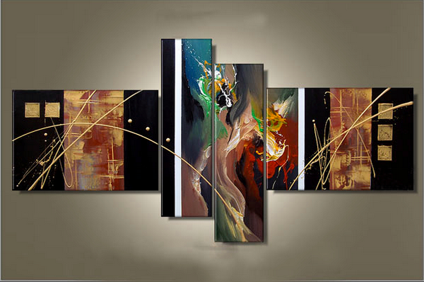 Canvas Art Painting, Large Wall Art Paintings on Canvas, Abstract Painting for Living Room, Acrylic Artwork on Canvas, 4 Piece Wall Art, Hand Painted Art