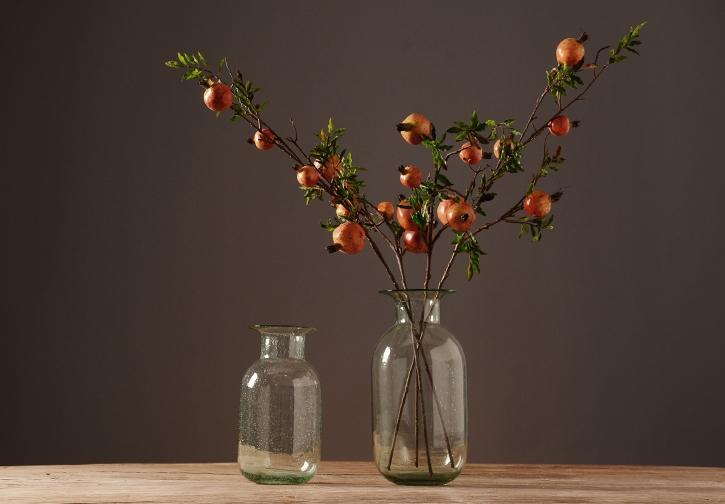 Rustic Artificial Large Pomegranate Fruit, Stem 36" Tall, Flower Arrangement