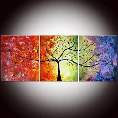 3 Piece Canvas Painting, Tree of Life Painting, Simple Modern Art, Acrylic Painting for Living Room, Large Paintings for Sale