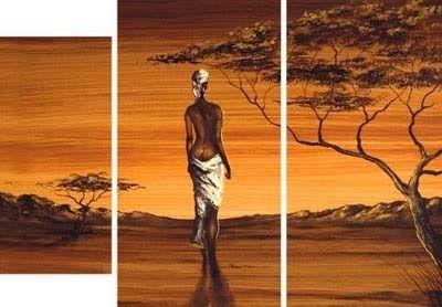 African Woman Painting, 3 Piece Wall Art, African Painting, Canvas Painting for Dining Room, Acrylic Painting on Canvas