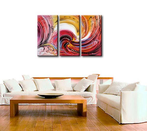 Colorful Lines Painting, Abstract Canvas Painting, Dining Room Wall Art Paintings, 3 Piece Art Painting, Modern Abstract Wall Art