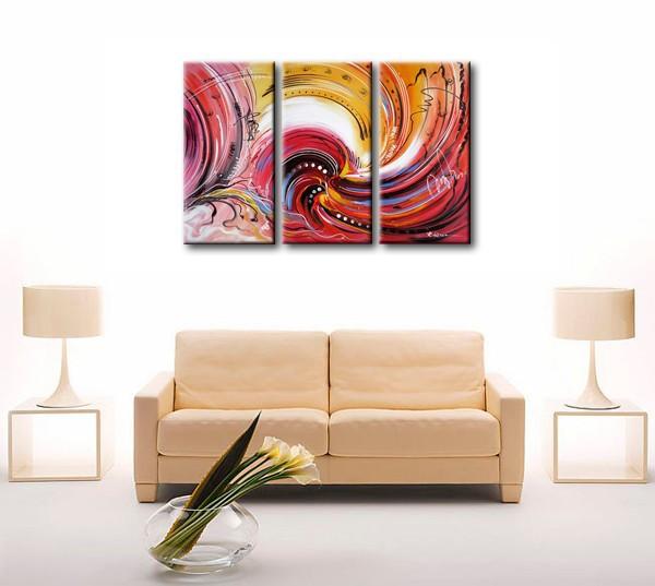 Colorful Lines Painting, Abstract Canvas Painting, Dining Room Wall Art Paintings, 3 Piece Art Painting, Modern Abstract Wall Art