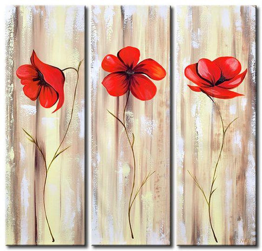 Red Flower Painting, Acrylic Flower Paintings, Acrylic Wall Art Painting, Modern Contemporary Paintings