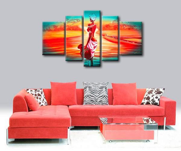 Extra Large Wall Art, African Woman Sunset Painting, Bedroom Canvas Painting, Buy Art Online