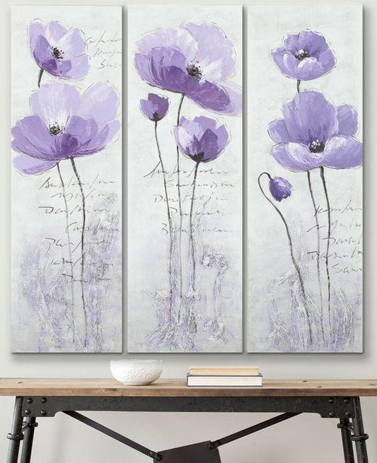 Purple Flower Painting, Abstract Flower Paintings, Bedroom Wall Art Painting, Modern Paintings