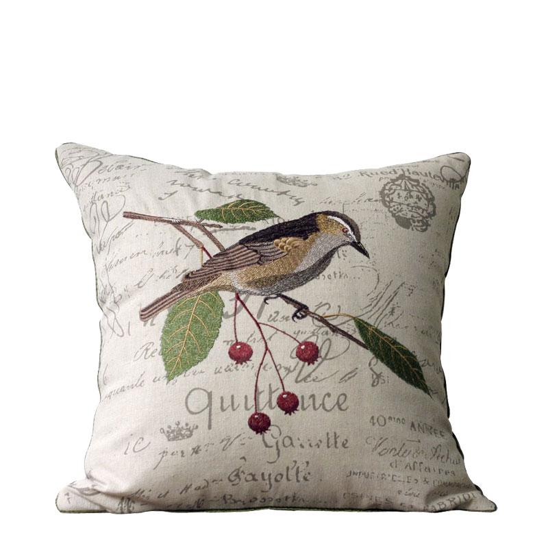 Decorative Throw Pillows for Couch, Bird Embroidery Pillows, Cotton and Linen Pillow Cover, Rustic Sofa Throw Pillows