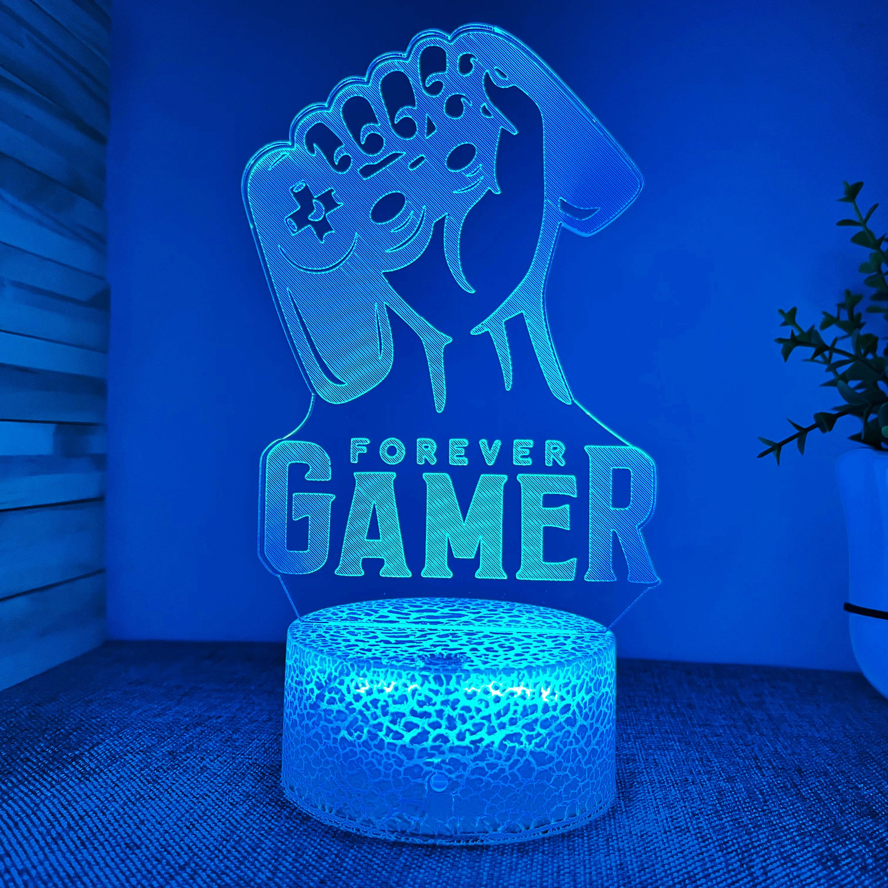 1 x 3D night light game GAMER mood table lamp with touch button