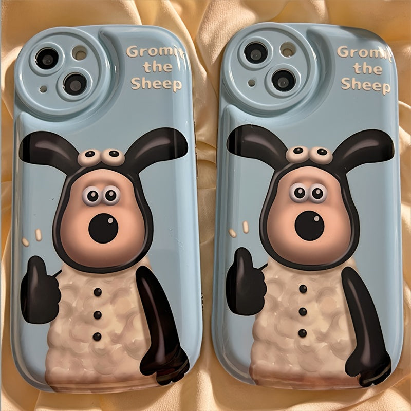 Blue Silicone Phone Case With Sheep Pattern