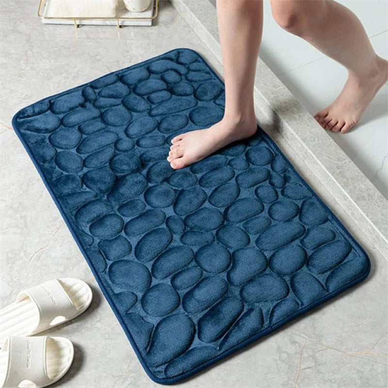 1pc Cobblestone Bathroom Rug, Non-Slip Padded Bath Mat For Shower, Comfortable Mat With Soft Cushion, Home Decor & Accessories