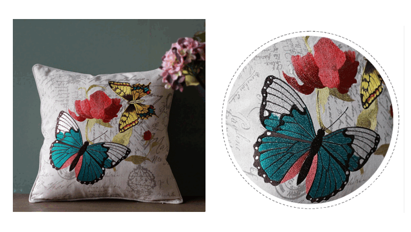 Decorative Throw Pillows, Butterfly Cotton and linen Pillow Cover, Sofa Decorative Pillows, Decorative Pillows for Couch