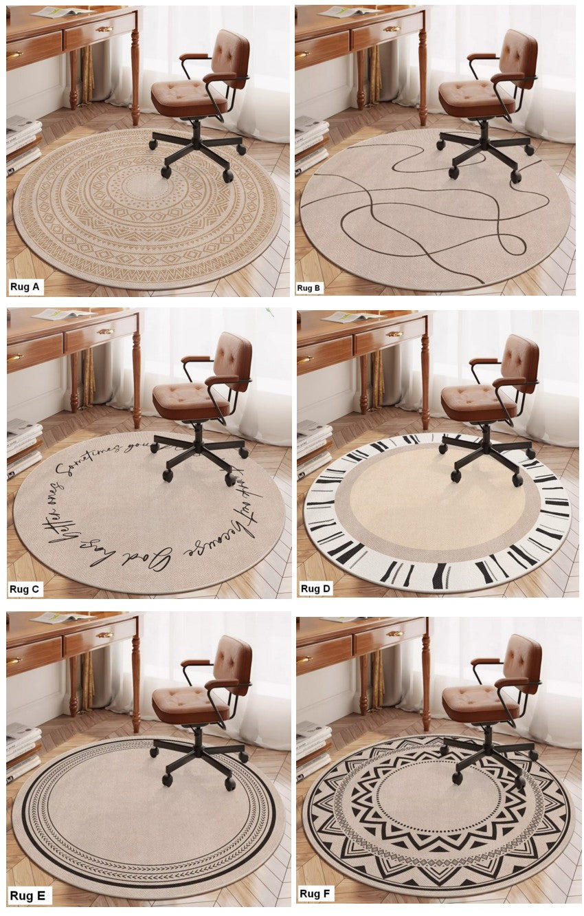 Round Rugs under Coffee Table, Geometric Modern Rug Ideas for Living Room, Circular Modern Rugs under Dining Room Table, Modern Round Rugs for Bedroom