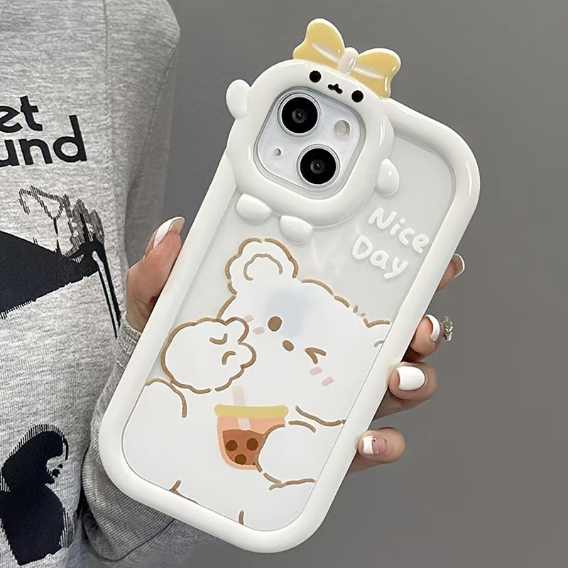 Dim Sum Bear Bowknot Varnish Silicone Soft Phone Case