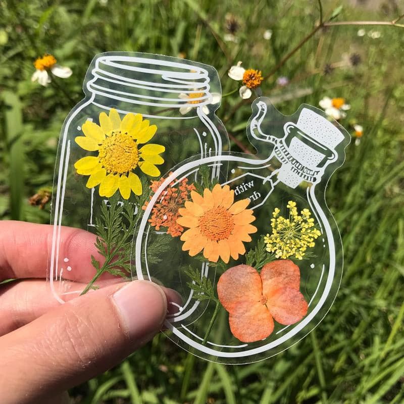 20pcs/set Transparent Dried Flower Page Clips Bookmark Stickers Set ktclubs.com