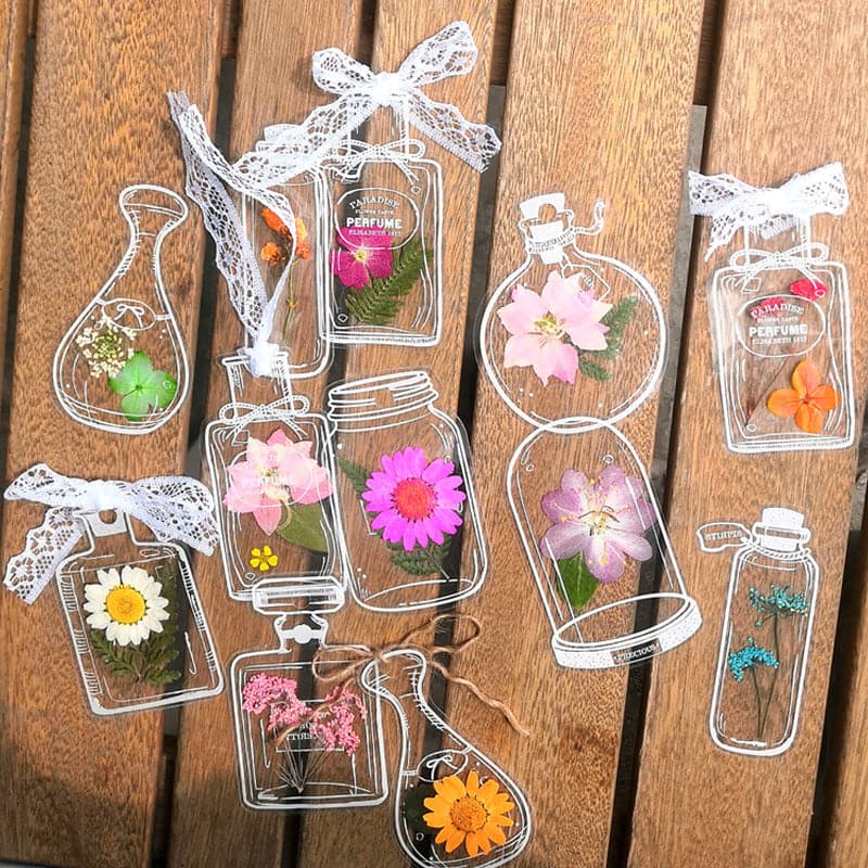 20pcs/set Transparent Dried Flower Page Clips Bookmark Stickers Set ktclubs.com