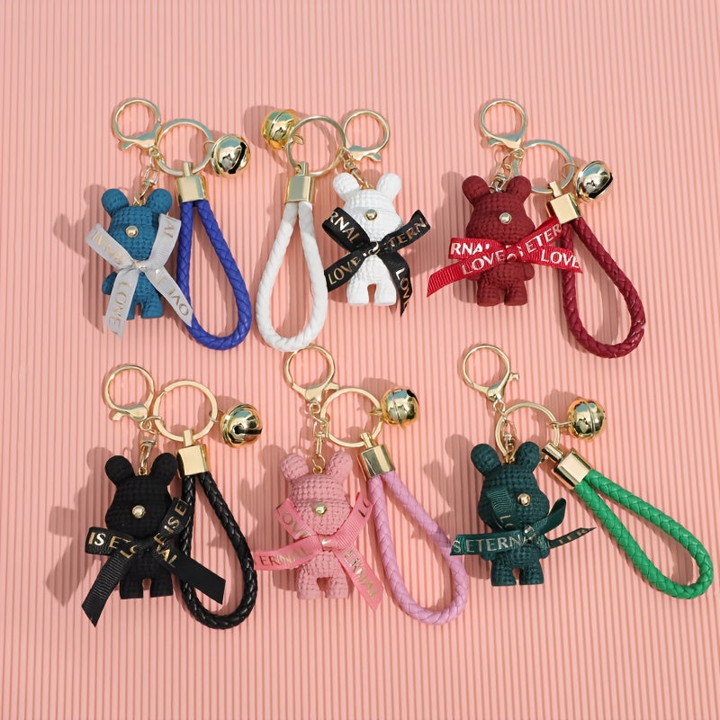 1pc Men&Women's Polyresin Cute Metal Fashionable Resin Teddy Rabbit Shaped Keychain