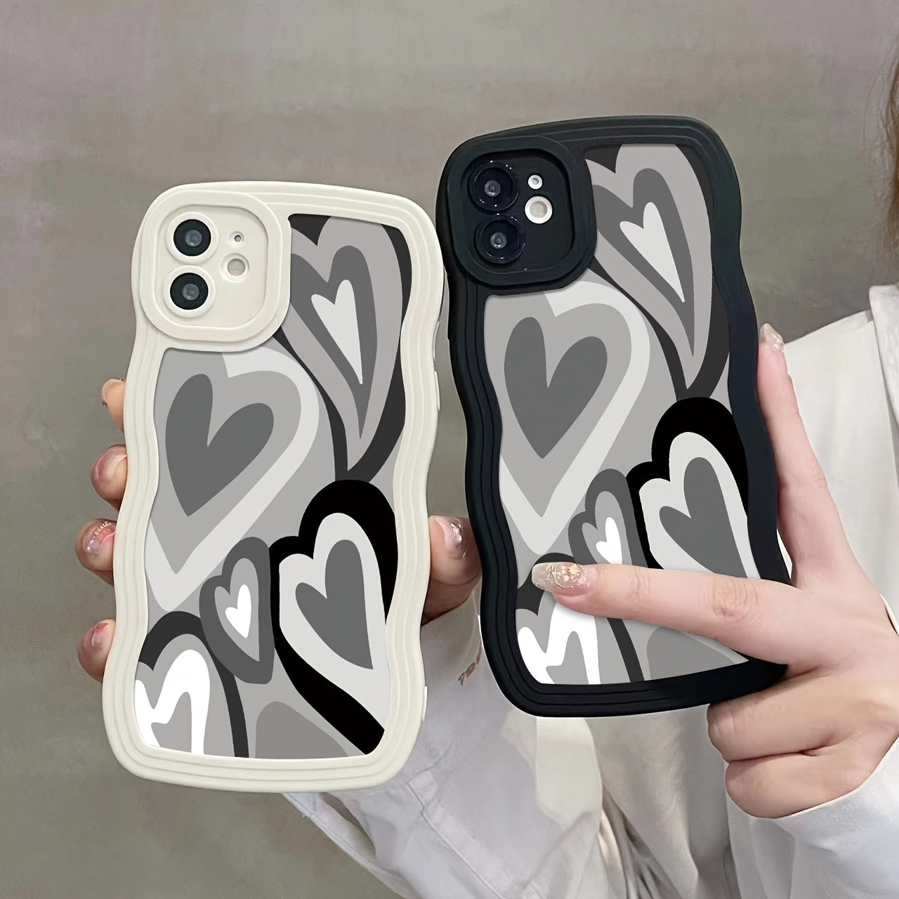 New Minimalist Style Heart-shaped Wave Edge Anti-drop Anti-fingerprint Phone Case