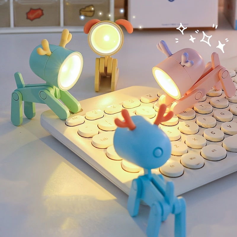 1pc Small Deer Desktop Decoration Night Light Table Lamp With 6 AG3 Button Coin Cell Batteries