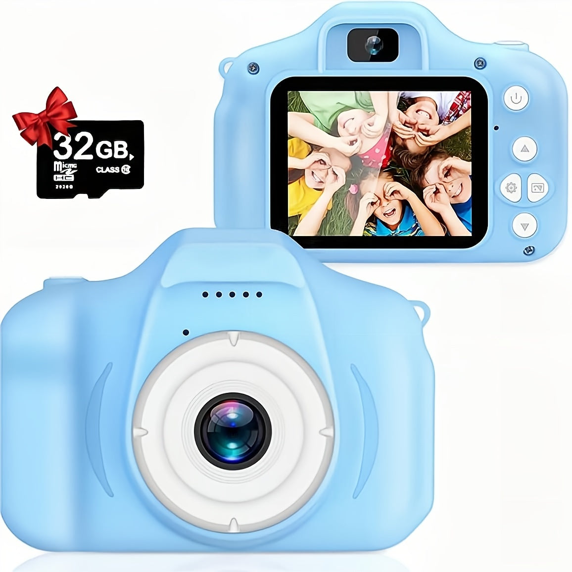 1080P Kids Digital Camera, Color Toy Kids Rechargeable Camera With 2 Inch Screen 13MP 32GB Card