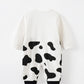 Toddler Baby's Cow Print Long Sleeves Jumpsuit, Casual Cute Cartoon For Winter