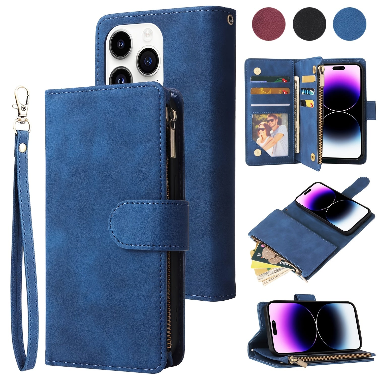 Wallet Zipper Leather Phone Case