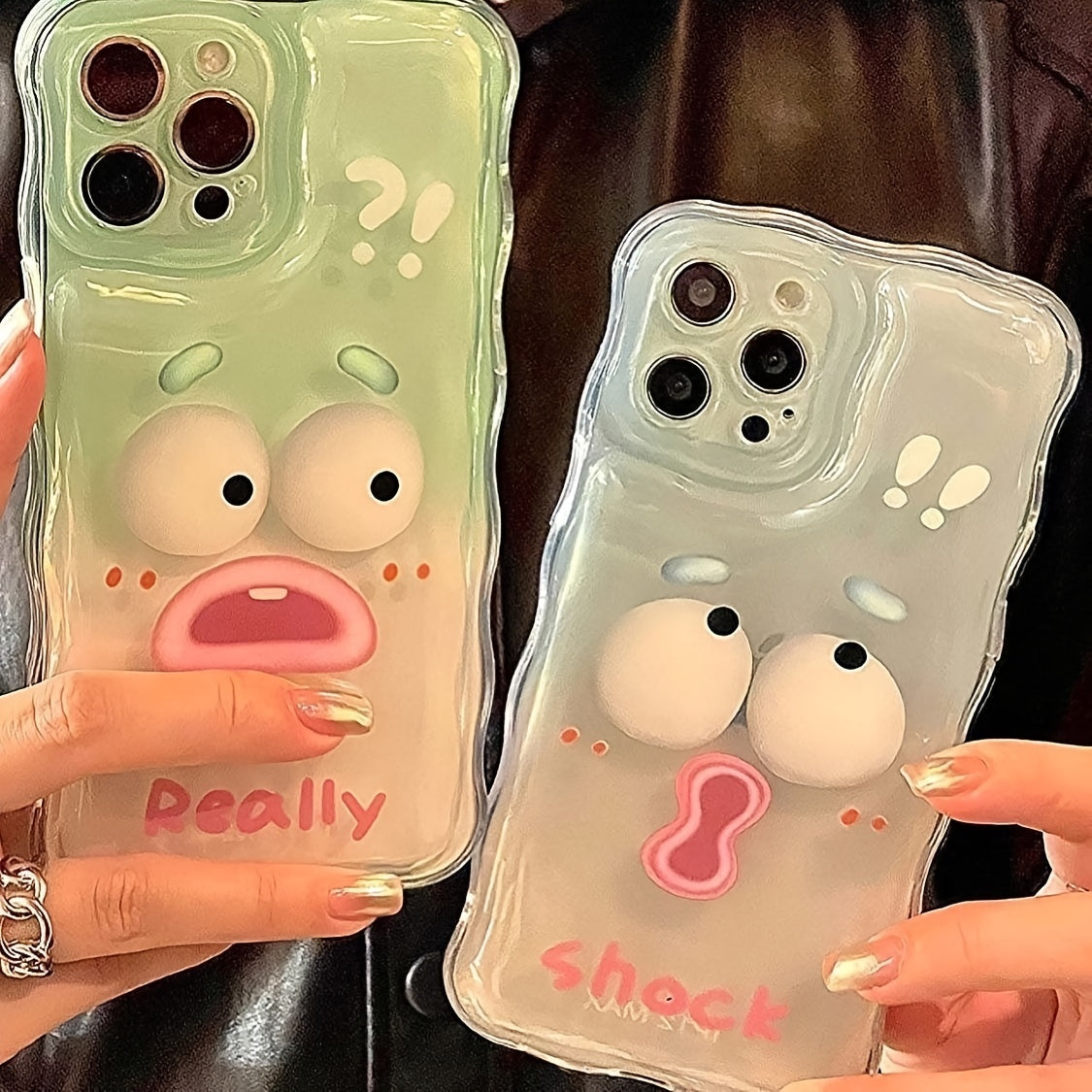 Cute Funny Expression Wave Border Phone Case