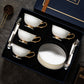 White Ceramic Cups, Elegant British Ceramic Coffee Cups, Bone China Porcelain Tea Cup Set, Unique Tea Cup and Saucer in Gift Box