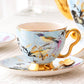 Elegant Ceramic Coffee Cups, Unique Bird Flower Tea Cups and Saucers in Gift Box as Birthday Gift, Beautiful British Tea Cups, Royal Bone China Porcelain Tea Cup Set