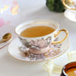 Afternoon British Tea Cups, Unique Iris Flower Tea Cups and Saucers in Gift Box, Elegant Ceramic Coffee Cups, Royal Bone China Porcelain Tea Cup Set