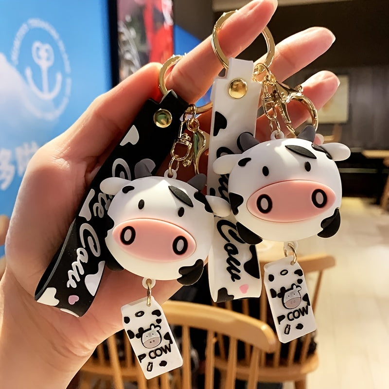 Cartoon Silicone Cows Car Keychain