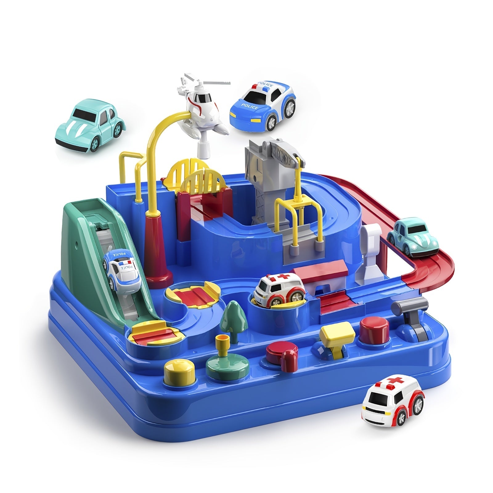 Kids Race Track Toys For Boy Car Adventure Toy For 3 4 5 6 7 Years Old Boys Girls, Puzzle Rail Car, City Rescue Playsets Magnet Toys W/ 3 Mini Cars, Preschool Educational Car Games Gift Toys