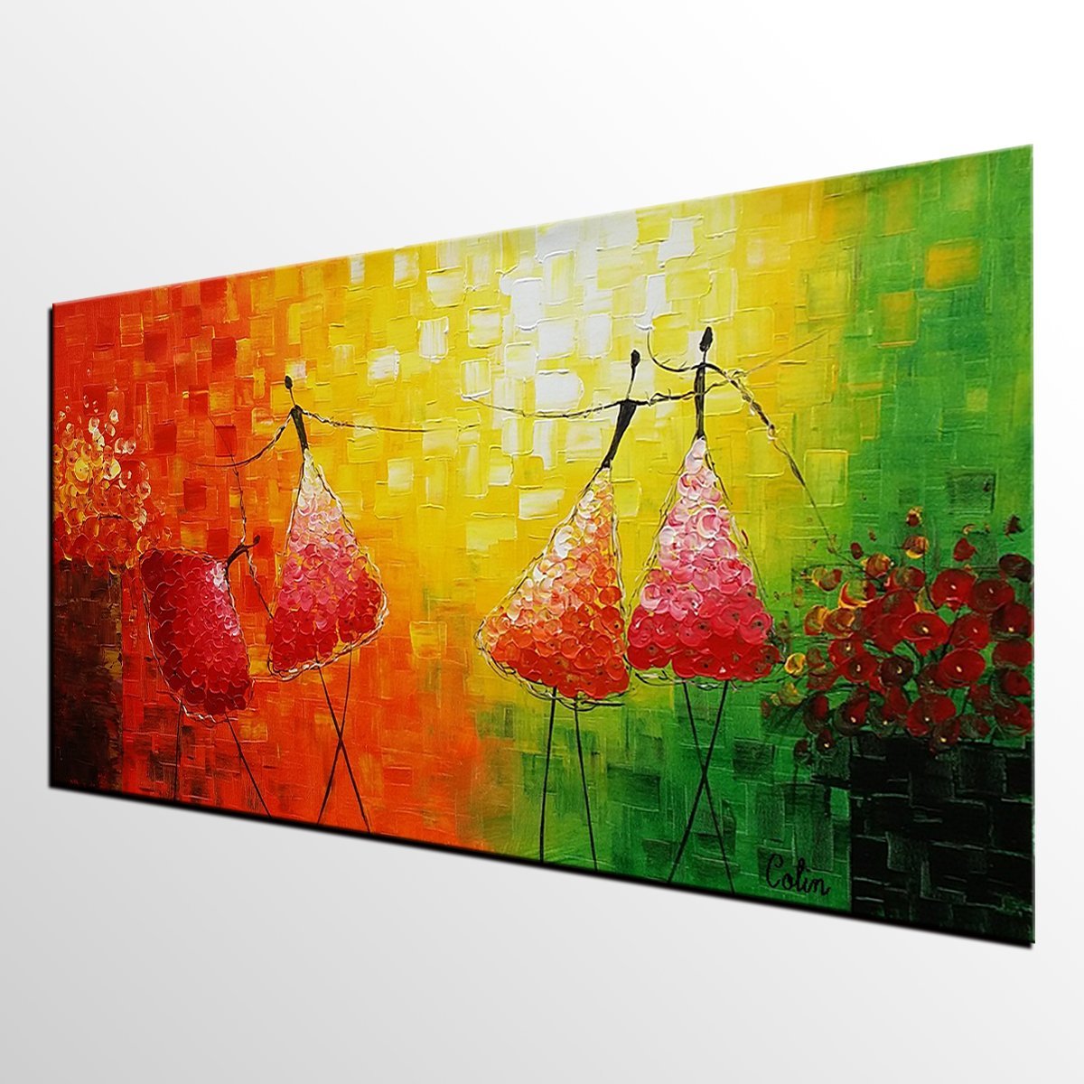 Simple Modern Painting, Paintings for Bedroom, Acrylic Art on Canvas, Abstract Ballet Dancer Painting, Original Wall Art, Acrylic Painting for Sale