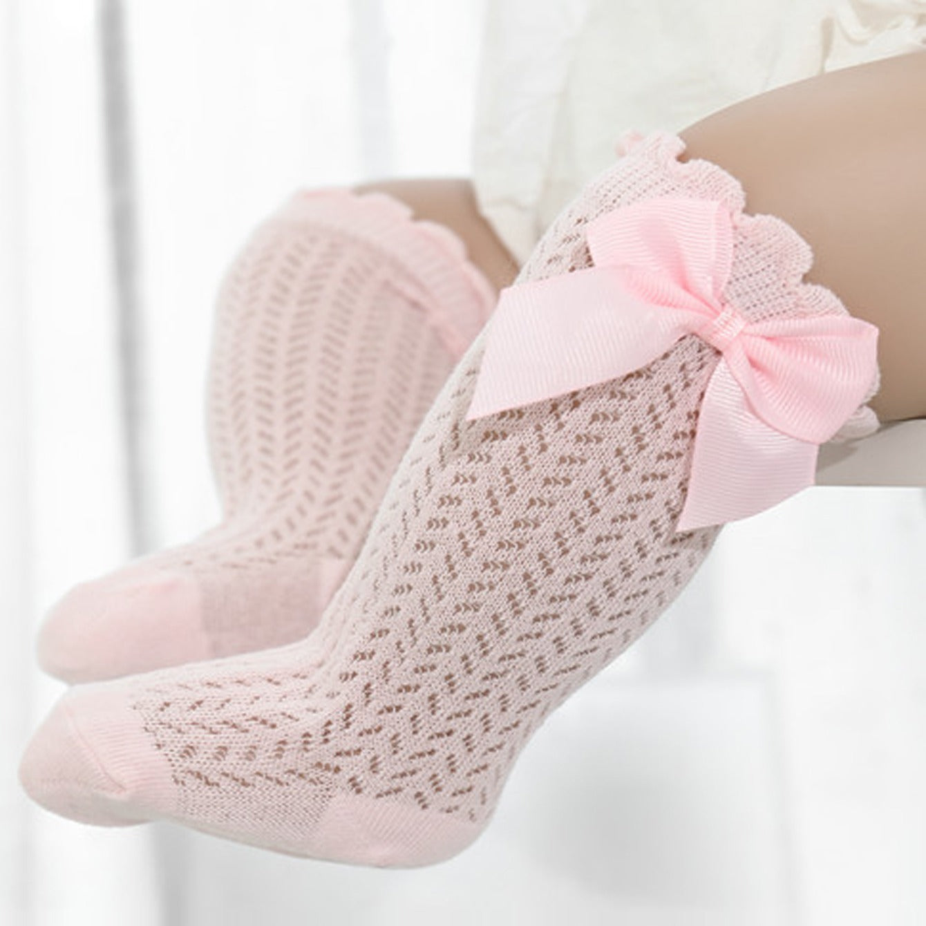 1pair Baby Breathable Bow Socks