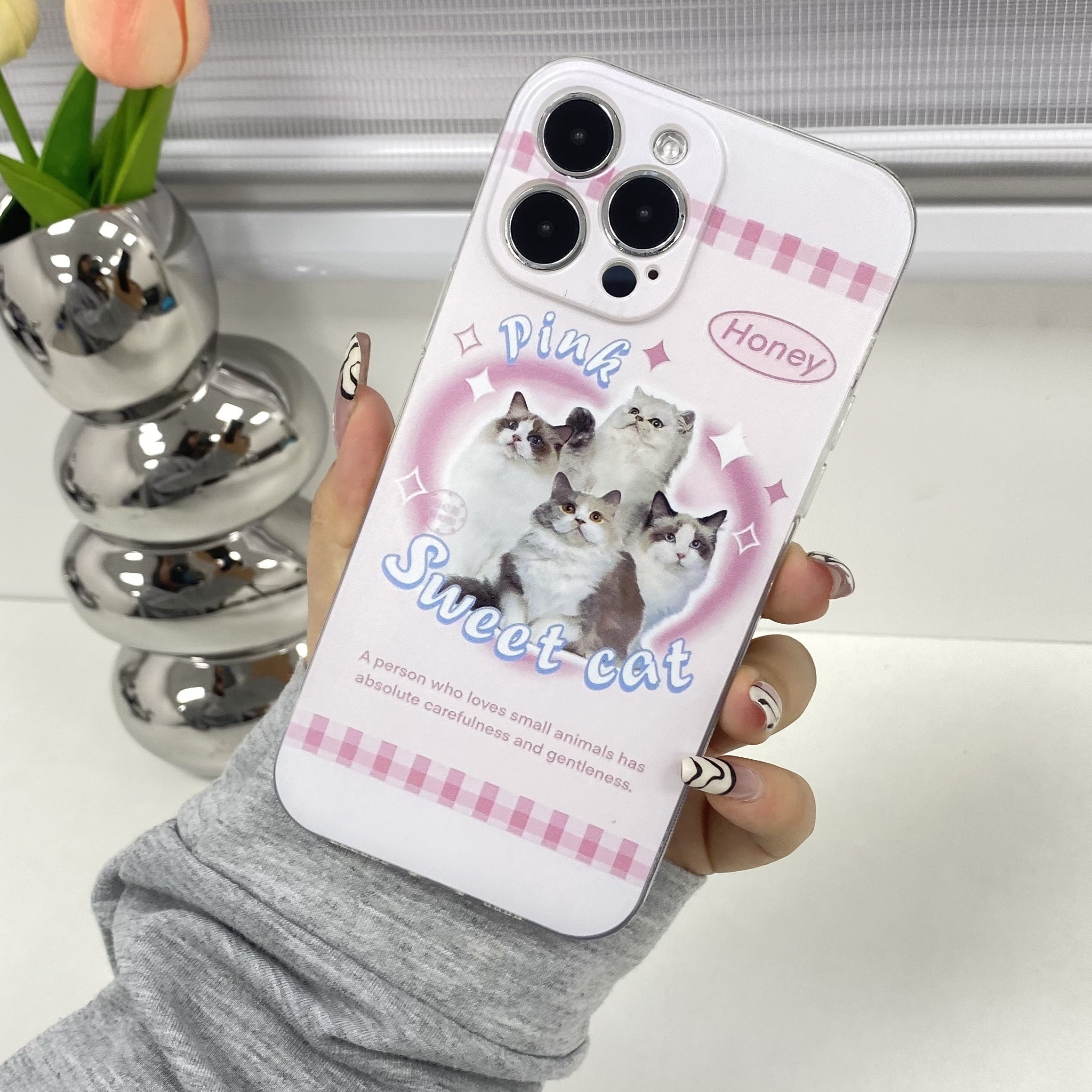 Four Cute Kittens On Pink Background Phone Case