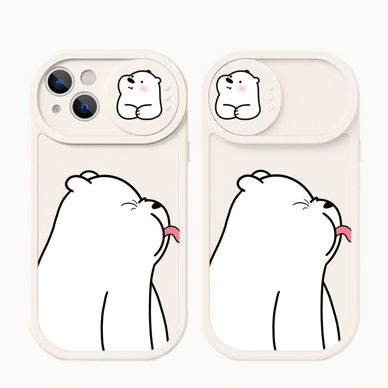 White Bear Window Sliding Style Design TPU Silicone Phone Case