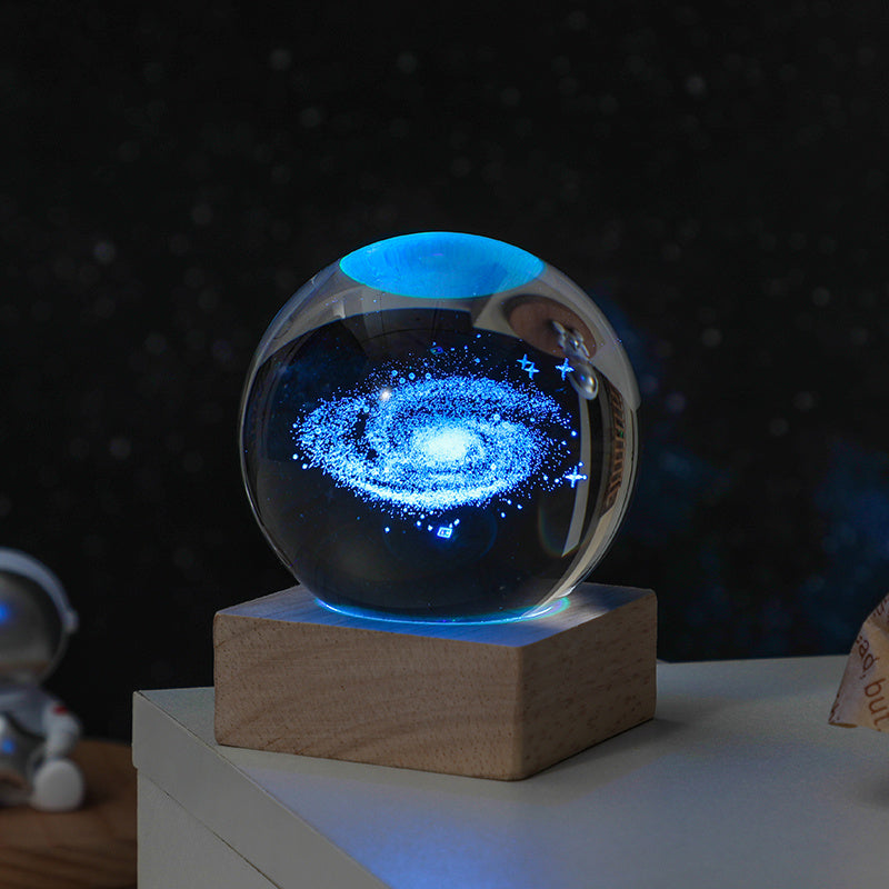 Cosmos Series Crystal Ball Night Lights, Milky Way, Moon, Desktop Bedroom Small Ornaments, Creative Birthday Gifts