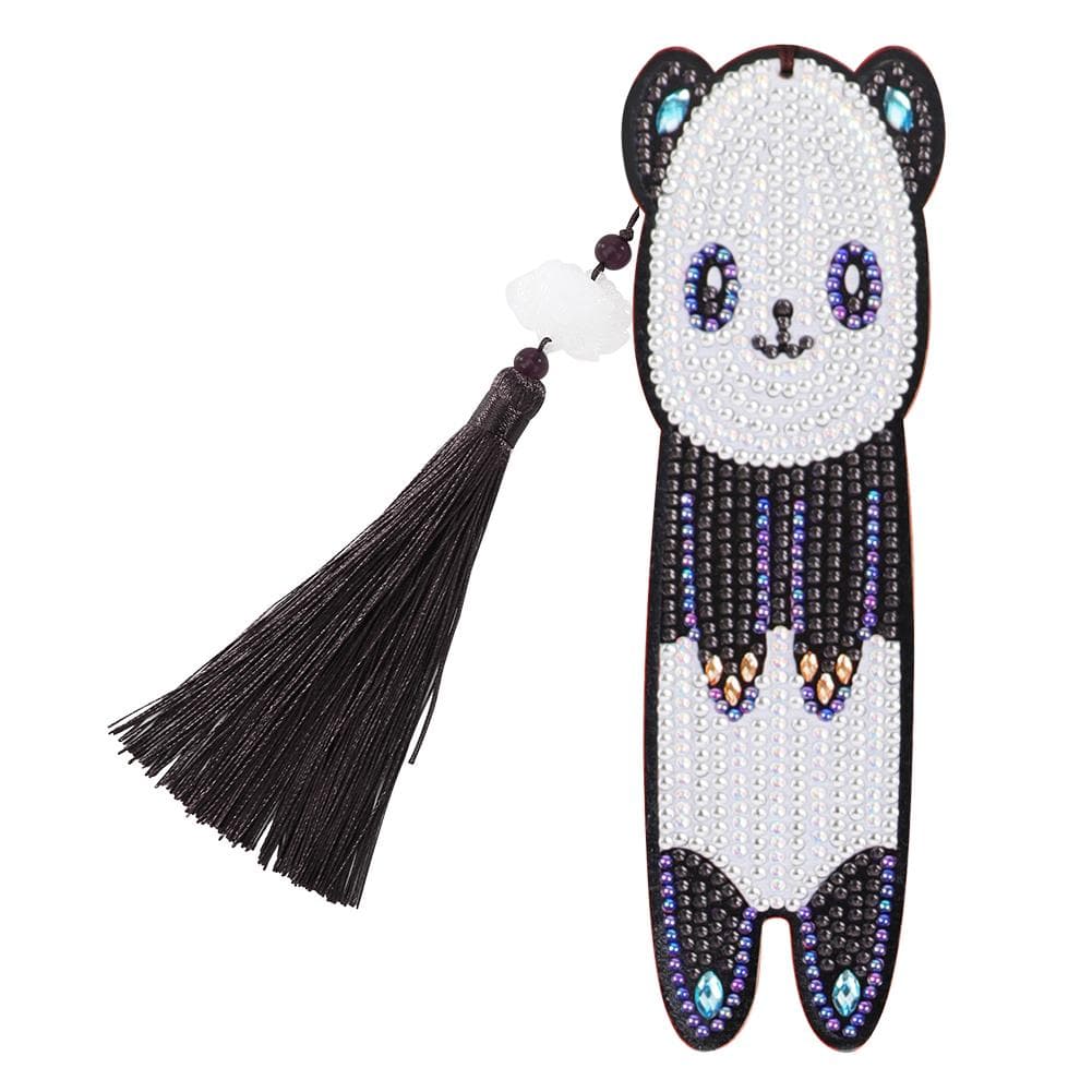 Special Shaped Mosaic 5D DIY Panda Tassel Leather Diamond Painting Bookmark - artpaintingworld