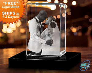 3D Crystal Rectangle w/Light Base | Personalized Custom Glass Laser Etched & Engraved Photo, Picture, Image, Keepsake ktclubs.com