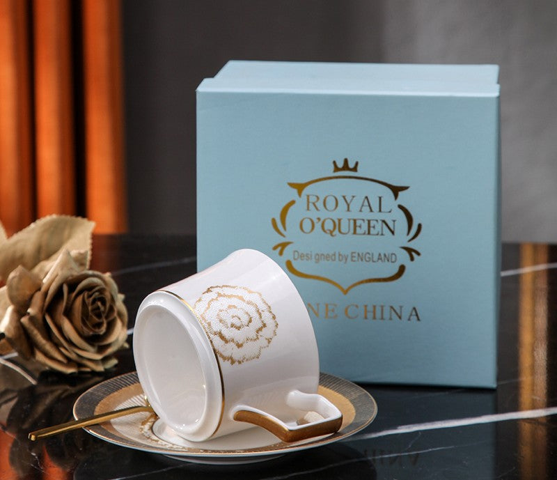 Beautiful British Tea Cups, Creative Bone China Porcelain Tea Cup Set, Royal Ceramic Coffee Cups, Unique Tea Cups and Saucers in Gift Box as Birthday Gift