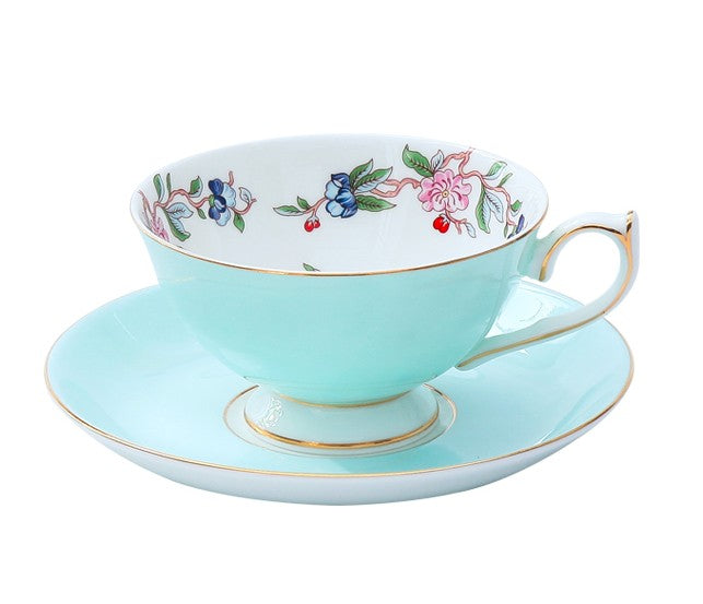 Elegant Sky Green Ceramic Cups, Unique Royal Coffee Cup and Saucer, Creative Bone China Porcelain Tea Cup Set, Beautiful British Tea Cups