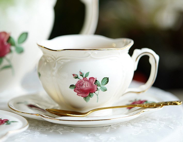 British Royal Ceramic Cups for Afternoon Tea, Elegant Ceramic Coffee Cups, Rose Bone China Porcelain Tea Cup Set, Unique Tea Cup and Saucer in Gift Box