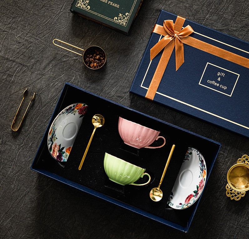 Beautiful British Tea Cups, Creative Bone China Porcelain Tea Cup Set, Elegant Ceramic Coffee Cups, Unique Tea Cups and Saucers in Gift Box