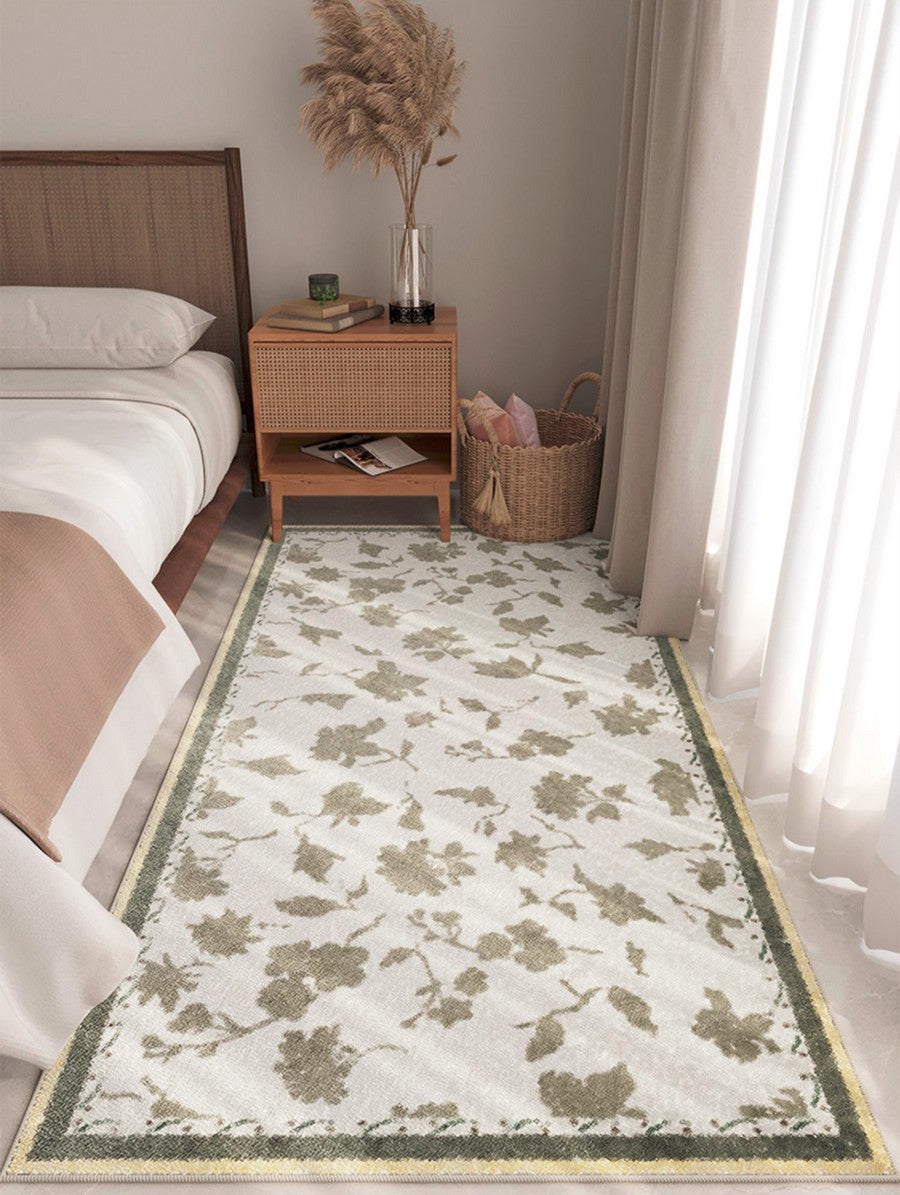 Modern Hallway Runner Rugs, Farm House Runner Rugs for Living Room, Flower Pattern Runner Rugs Next to Bed, Bedside Carpets, Bathroom Runner Rugs