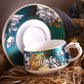 Jungle Tiger Cheetah Porcelain Tea Cups, Creative Ceramic Cups and Saucers, Unique Ceramic Coffee Cups with Gold Trim and Gift Box