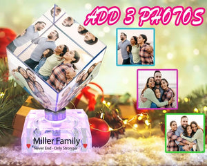 3d photo crystal, crystal photo cube, 3d glass photo, personalize photo gift, Custom Spinning Crystal Photo Cube, Photo frame Christmas gift ktclubs.com