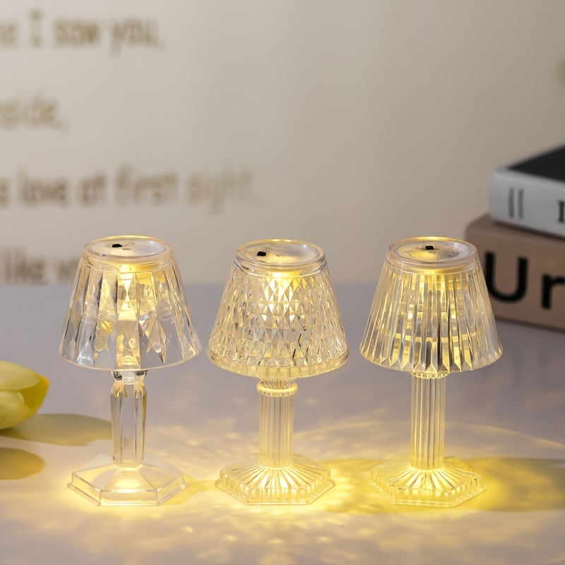 1pc Crystal LED Small Table Lamp, Energy Efficient Nightstand Lamp Birthday Decoration Desktop Decoration Room Decoration Night Light