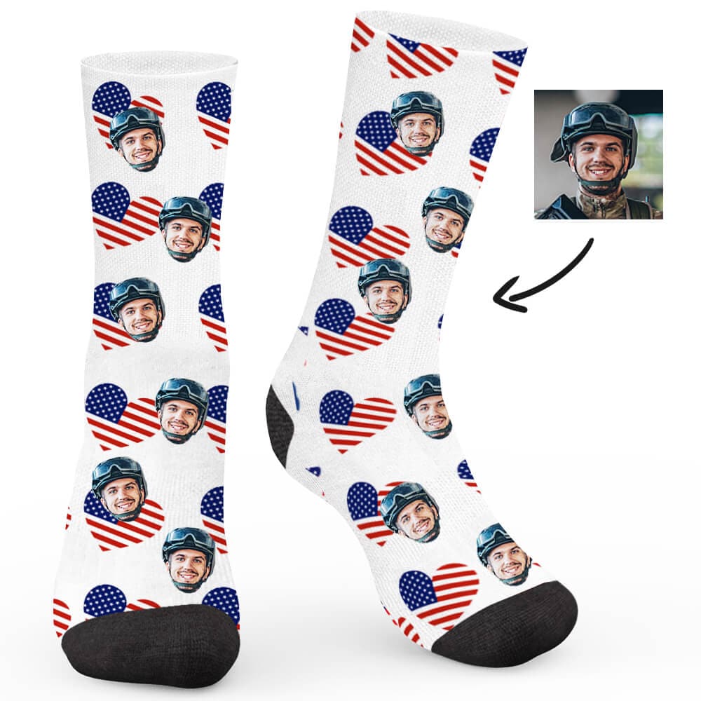 I Love My Country Custom Socks - Make Face Socks