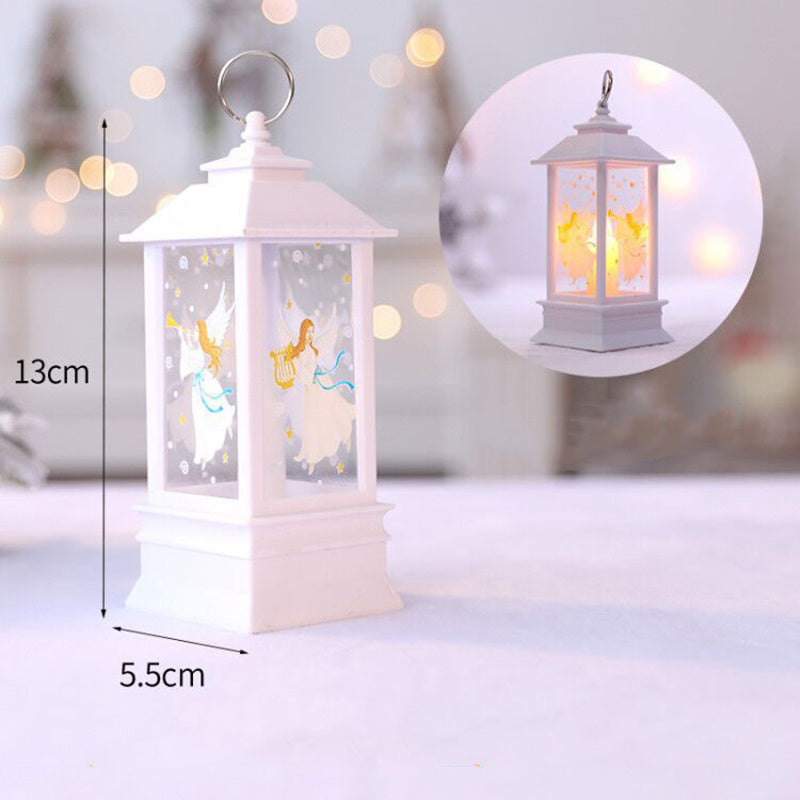 1pc Christmas Lantern Decoration, Vintage Style Hanging Electric Candle Oil Lamp, Christmas Ornaments For Tables & Desks, Holiday Home Decor