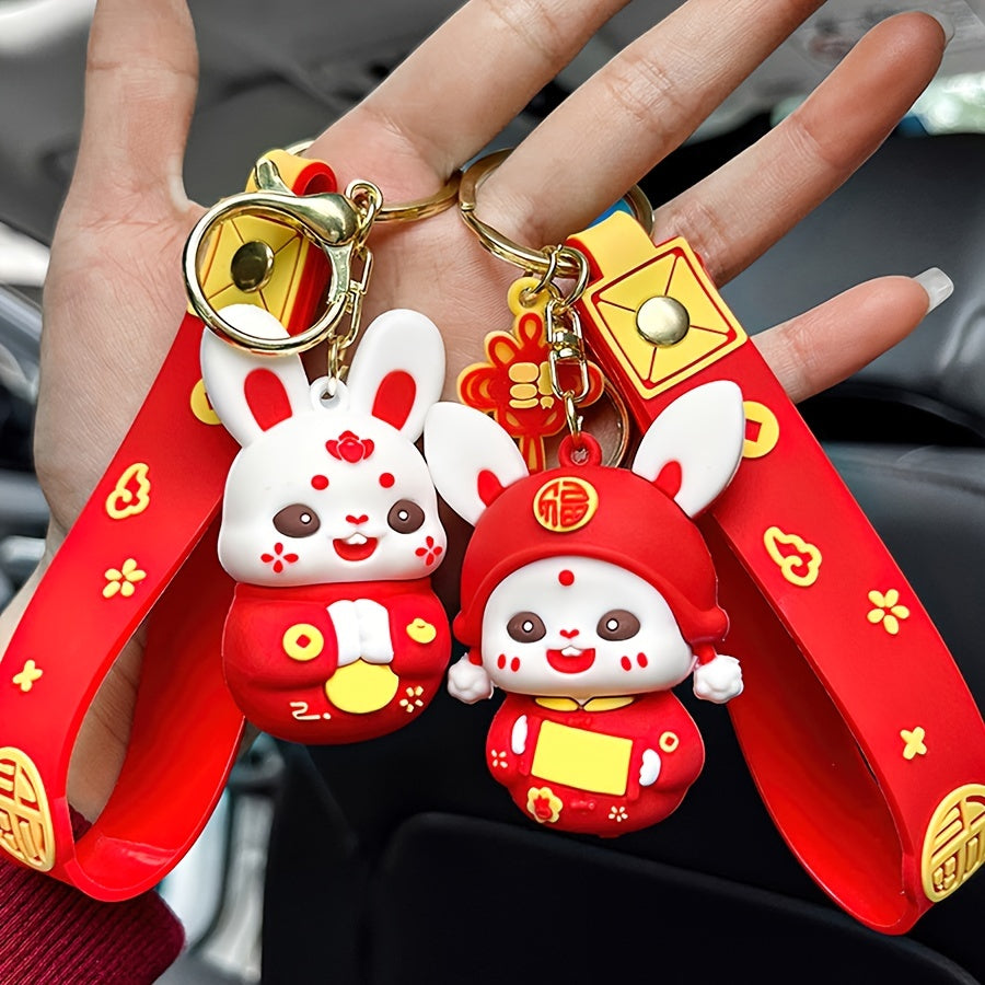 Lucky Rabbit Theme Soft TPU Silicone Rubber Animals Pendant Strap Keychain