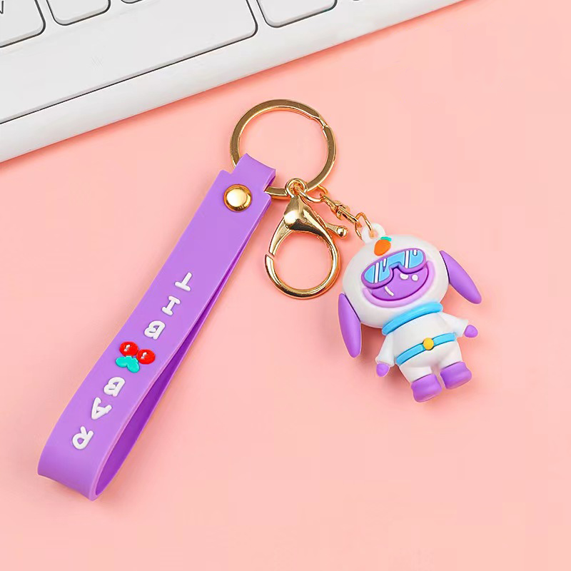 Multicolor 3D Soft Rubber Creative Space Rabbit Bunny Keychain